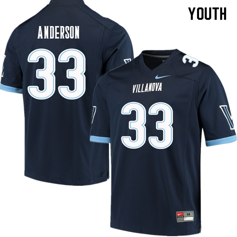 Youth #33 Trajan Anderson Villanova Wildcats College Football Jerseys Sale-Navy